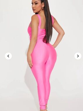 Sculpting Square-Neck Pink Jumpsuit